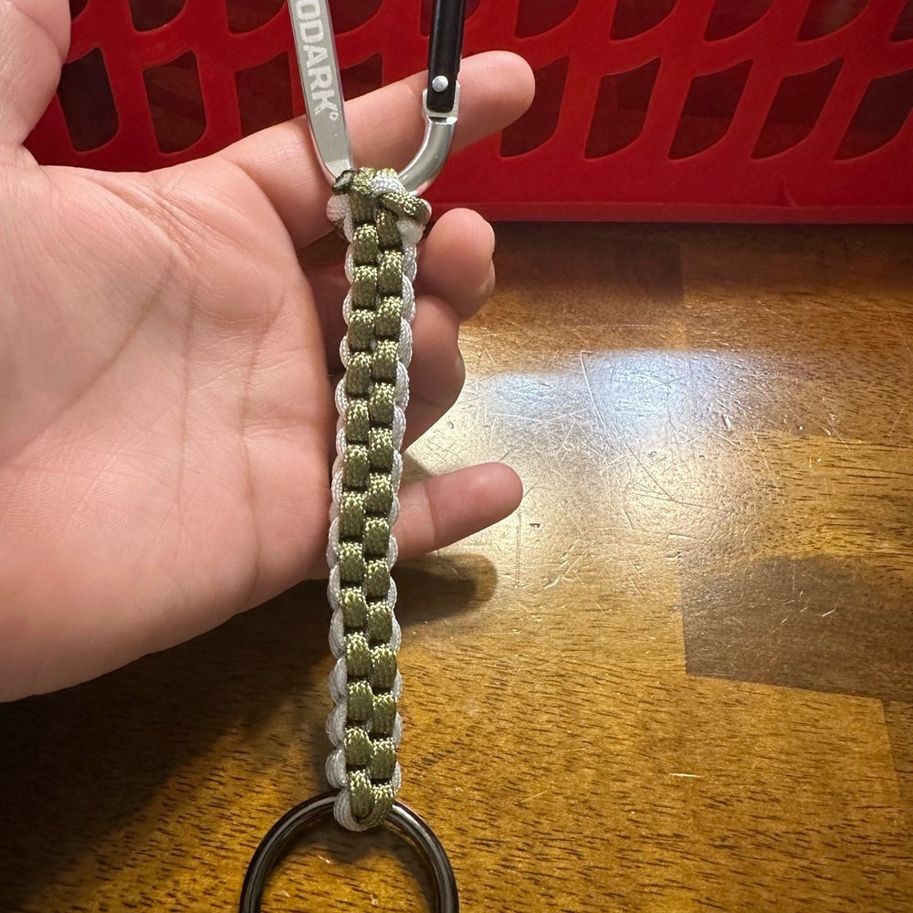 Handmade Green and White Keychain